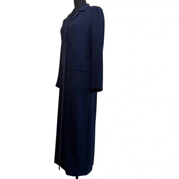 Vintage Navy Long Coat Topcoat Blazer Dress Minimalist Coat Tailored Size EU 38 - Picture 4 of 10